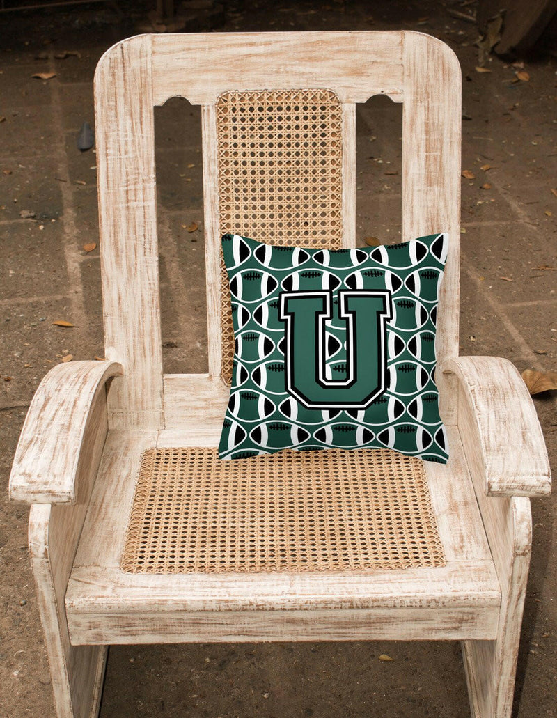 Letter U Football Green and White Fabric Decorative Pillow CJ1071-UPW1414