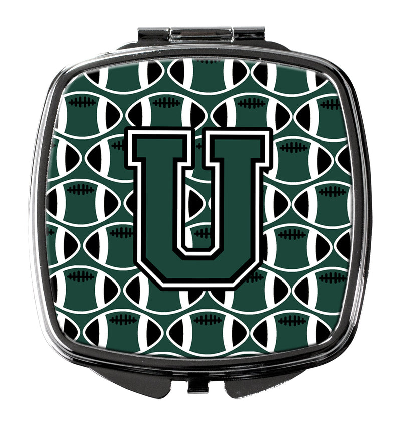 Letter U Football Green and White Compact Mirror CJ1071-USCM