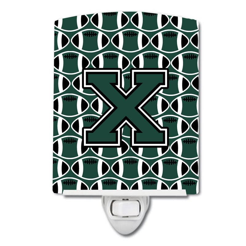 Letter X Football Green and White Ceramic Night Light CJ1071-XCNL