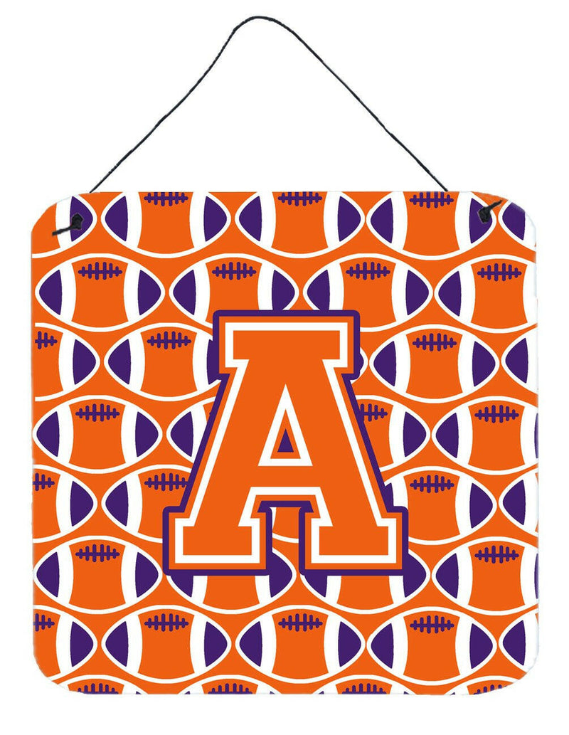 Letter A Football Orange, White and Regalia Wall or Door Hanging Prints CJ1072-ADS66