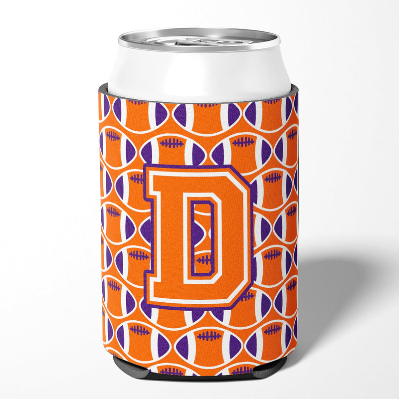 Letter D Football Orange, White and Regalia Can or Bottle Hugger CJ1072-DCC