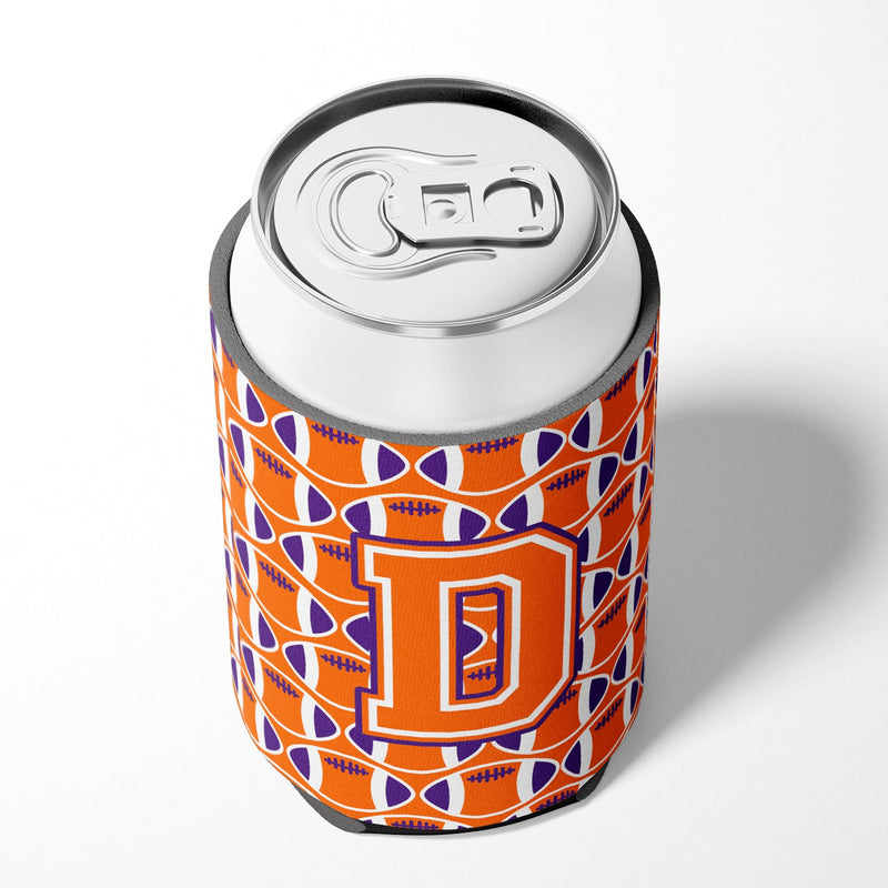 Letter D Football Orange, White and Regalia Can or Bottle Hugger CJ1072-DCC