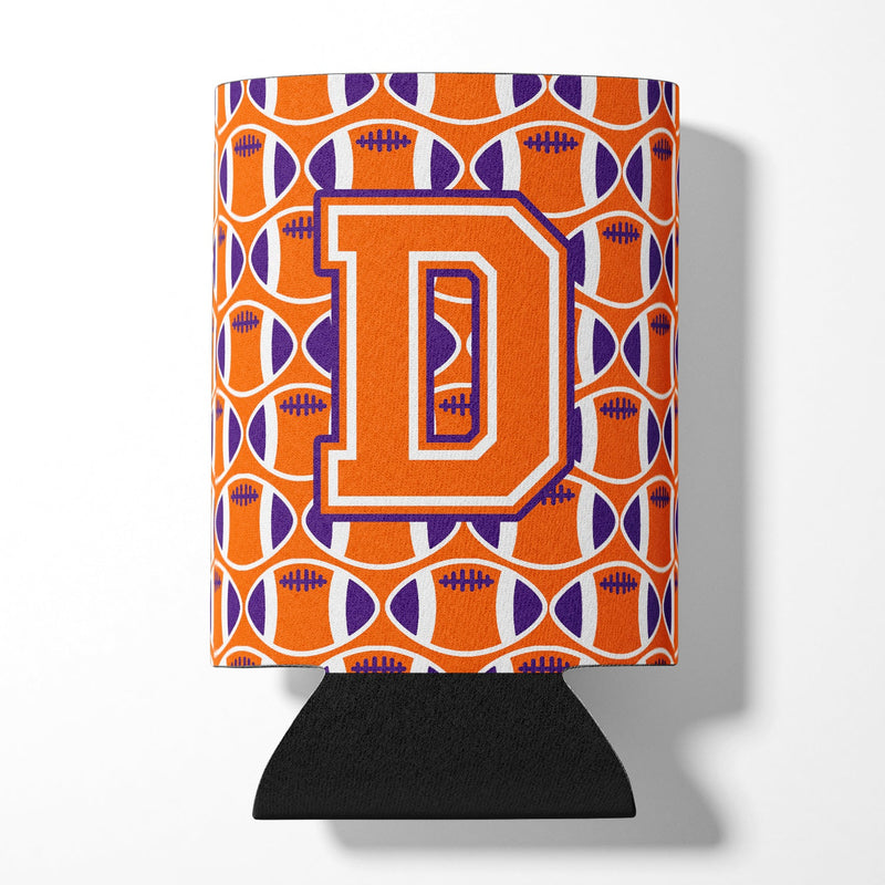 Letter D Football Orange, White and Regalia Can or Bottle Hugger CJ1072-DCC