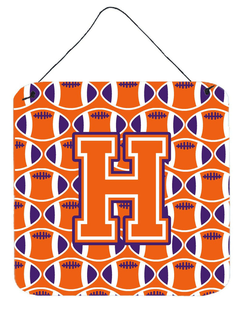 Letter H Football Orange, White and Regalia Wall or Door Hanging Prints CJ1072-HDS66