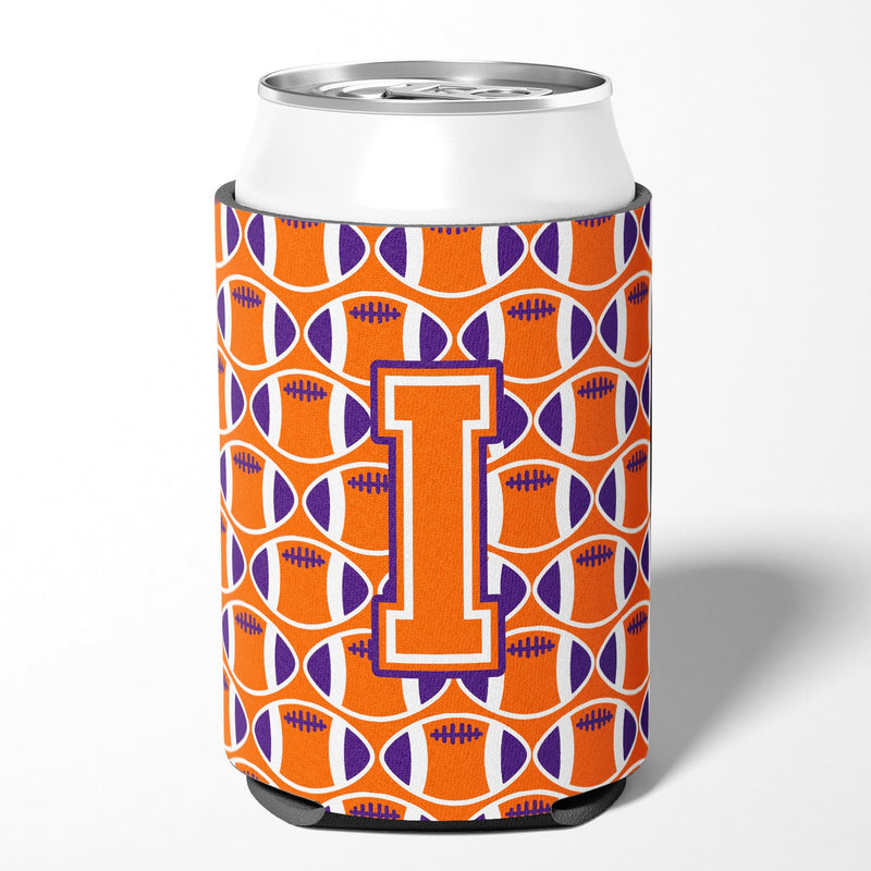 Letter I Football Orange, White and Regalia Can or Bottle Hugger CJ1072-ICC