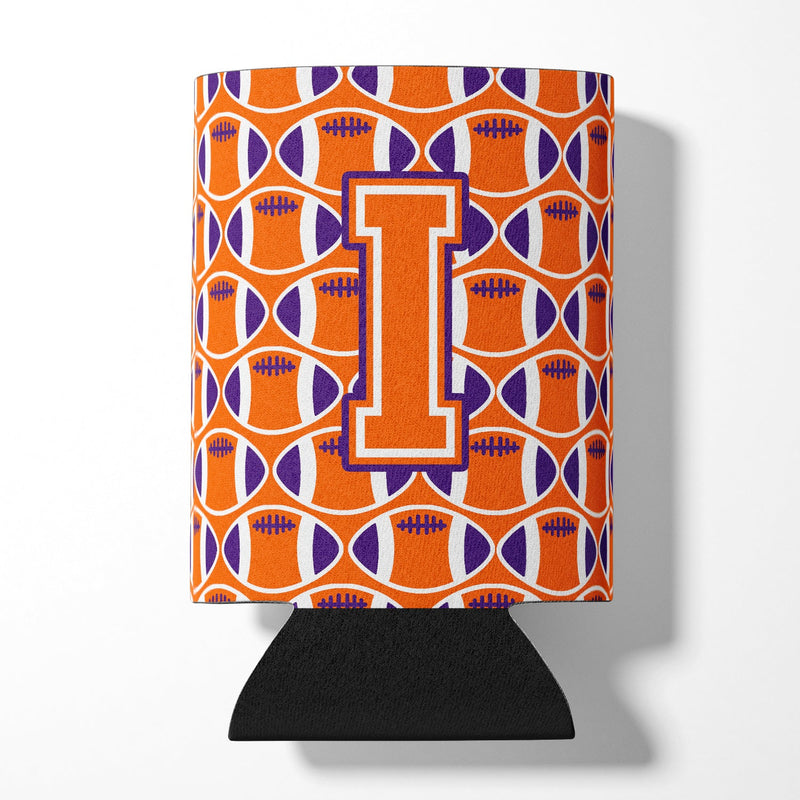 Letter I Football Orange, White and Regalia Can or Bottle Hugger CJ1072-ICC