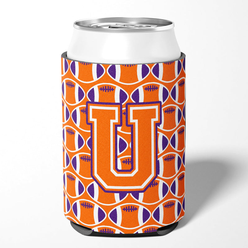 Letter U Football Orange, White and Regalia Can or Bottle Hugger CJ1072-UCC