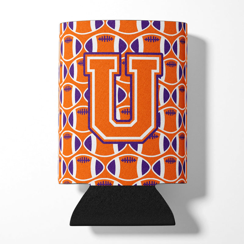 Letter U Football Orange, White and Regalia Can or Bottle Hugger CJ1072-UCC