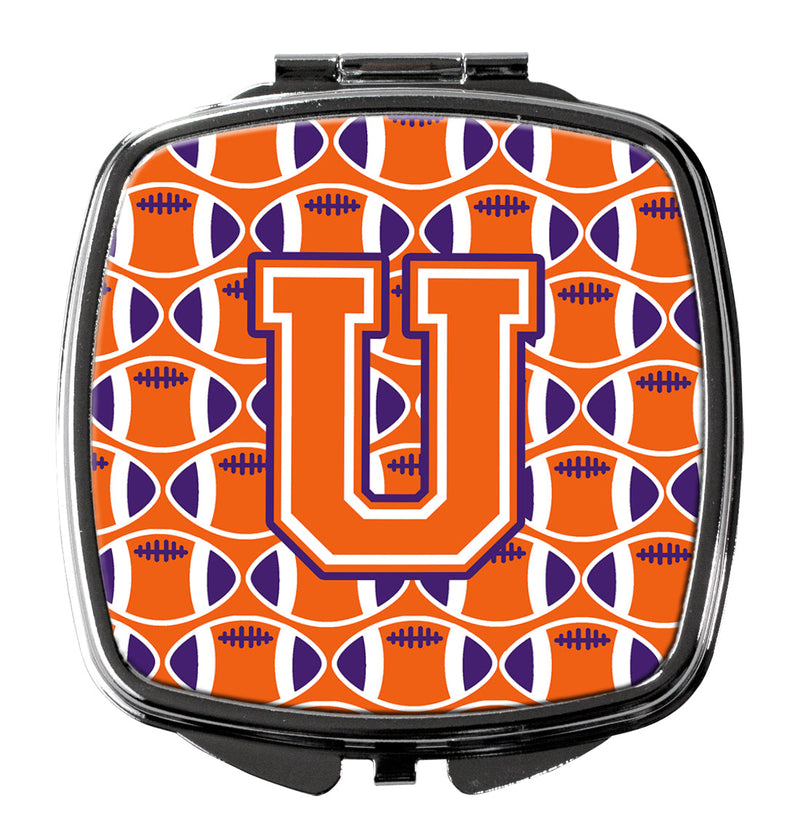 Letter U Football Orange, White and Regalia Compact Mirror CJ1072-USCM