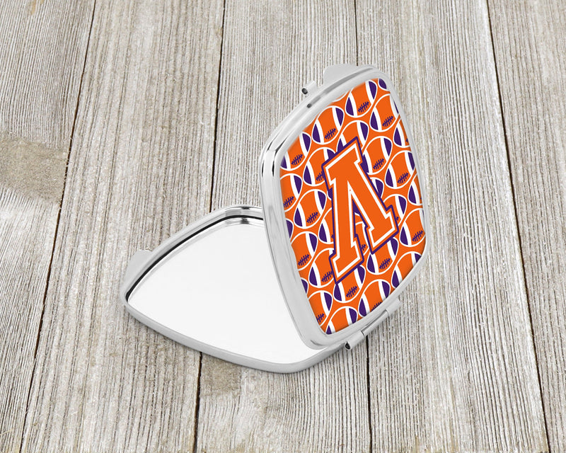 Letter V Football Orange, White and Regalia Compact Mirror CJ1072-VSCM