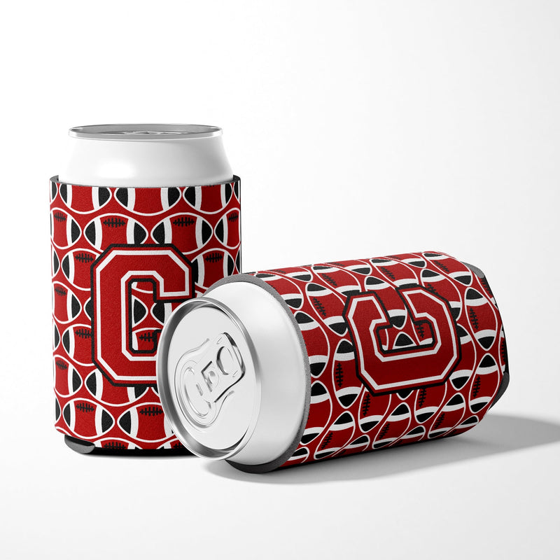 Letter C Football Red, Black and White Can or Bottle Hugger CJ1073-CCC