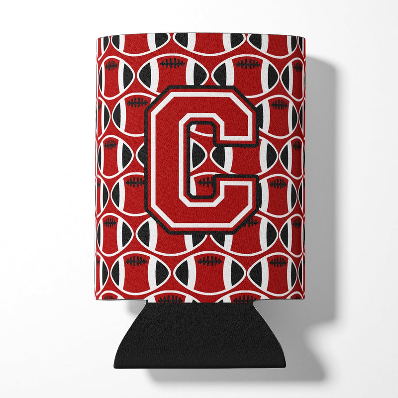 Letter C Football Red, Black and White Can or Bottle Hugger CJ1073-CCC