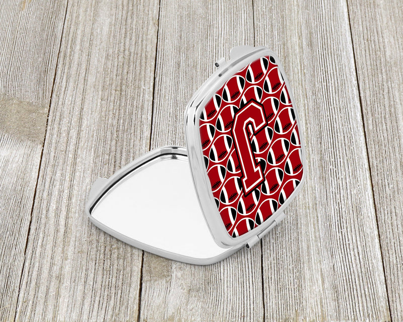 Letter J Football Red, Black and White Compact Mirror CJ1073-JSCM