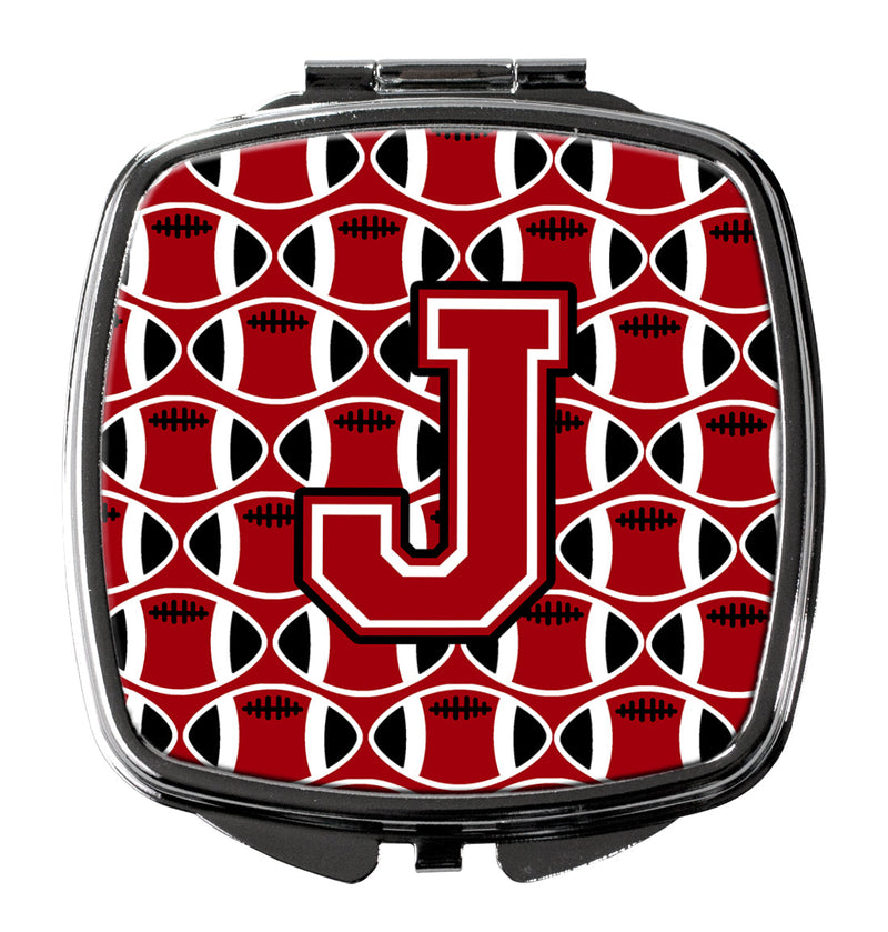 Letter J Football Red, Black and White Compact Mirror CJ1073-JSCM