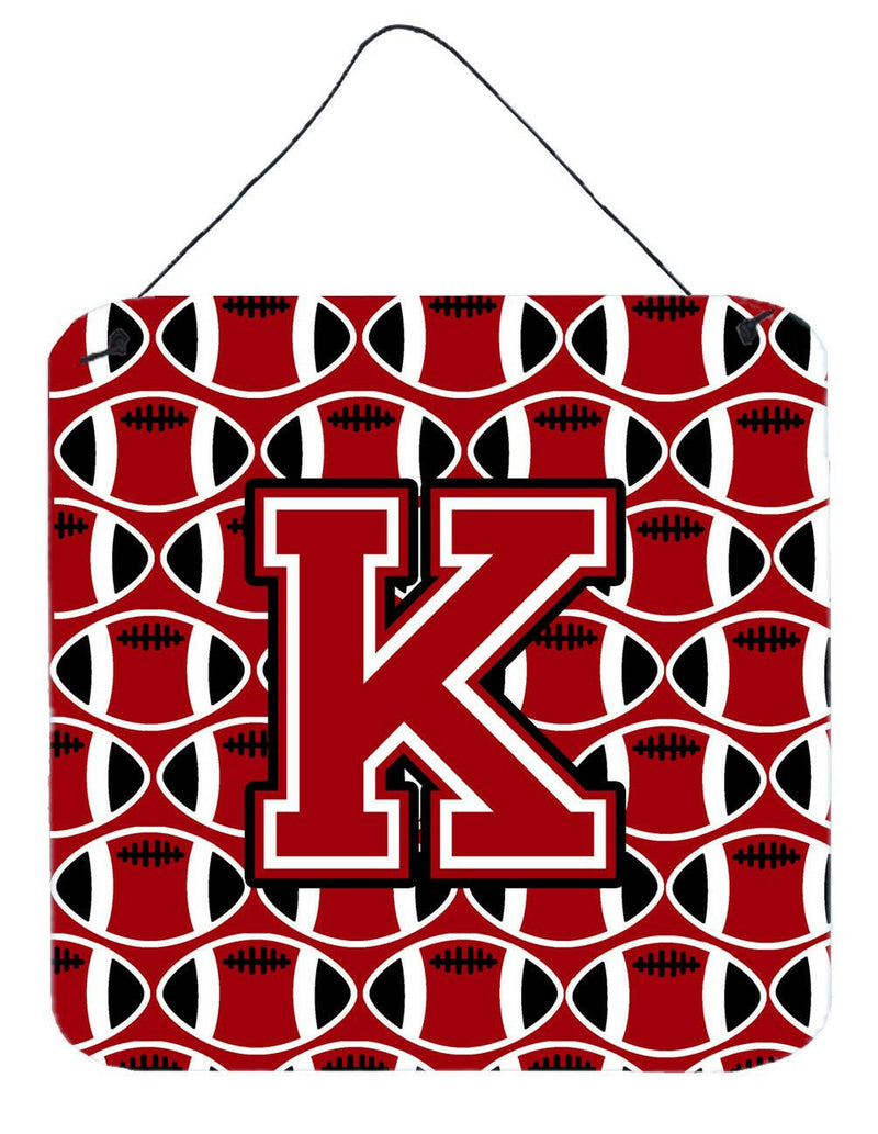 Letter K Football Red, Black and White Wall or Door Hanging Prints CJ1073-KDS66