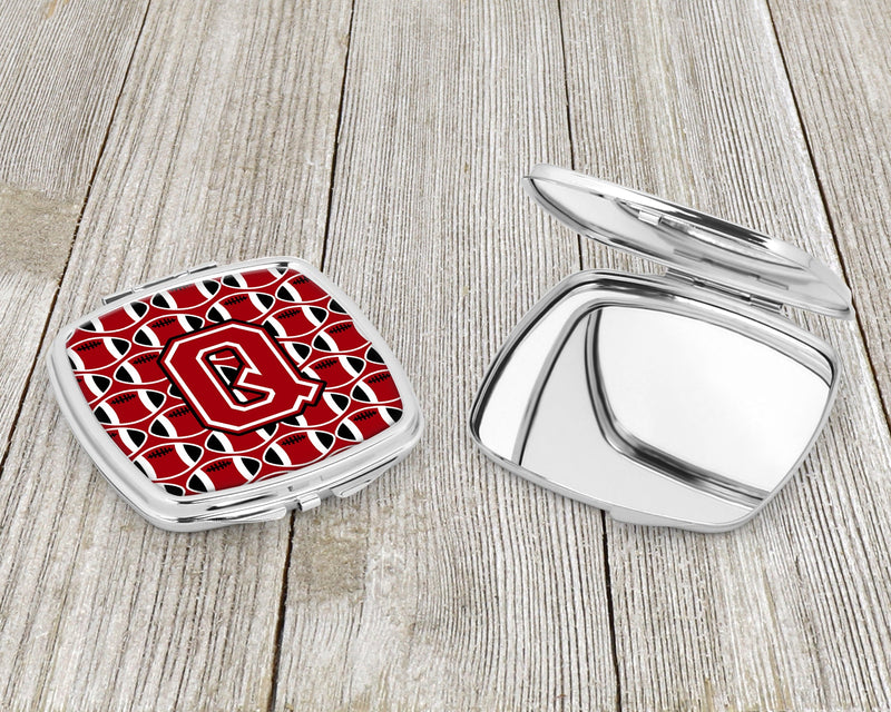 Letter Q Football Red, Black and White Compact Mirror CJ1073-QSCM