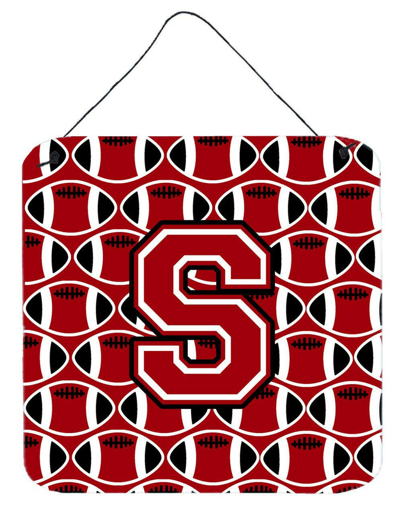 Letter S Football Red, Black and White Wall or Door Hanging Prints CJ1073-SDS66