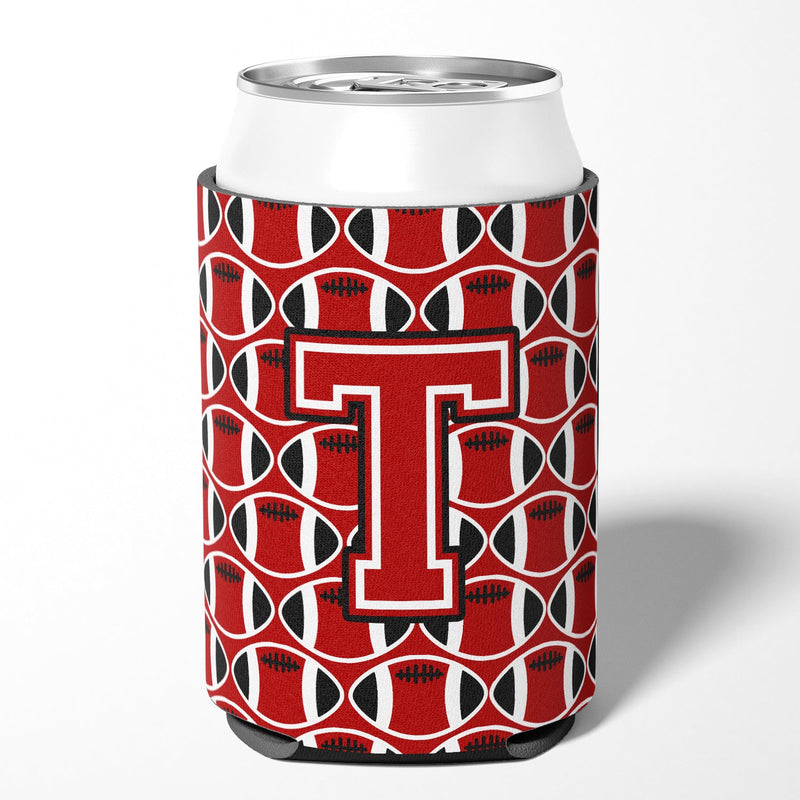 Letter T Football Red, Black and White Can or Bottle Hugger CJ1073-TCC