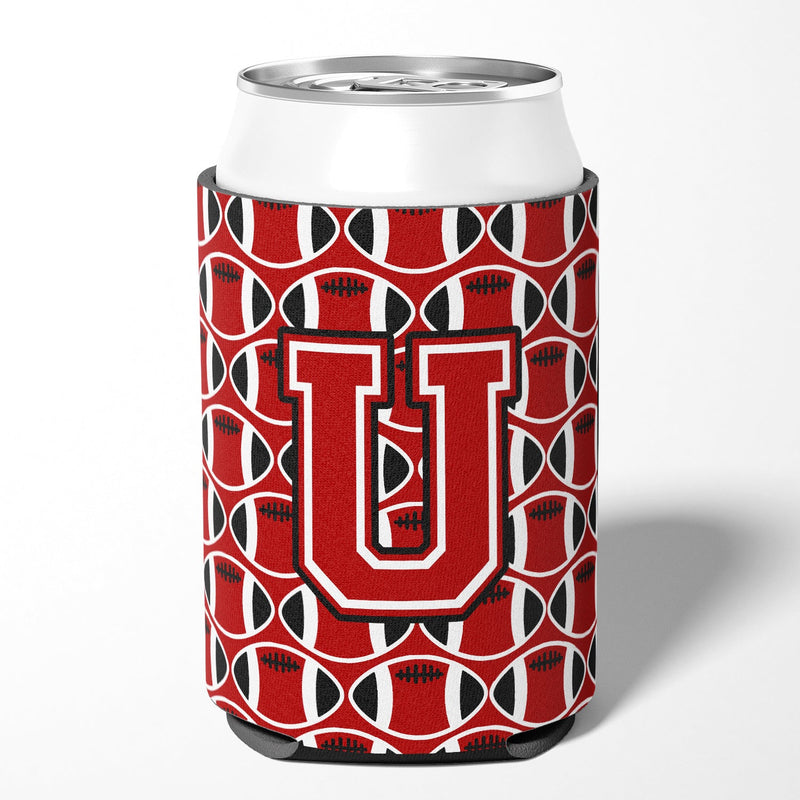 Letter U Football Red, Black and White Can or Bottle Hugger CJ1073-UCC