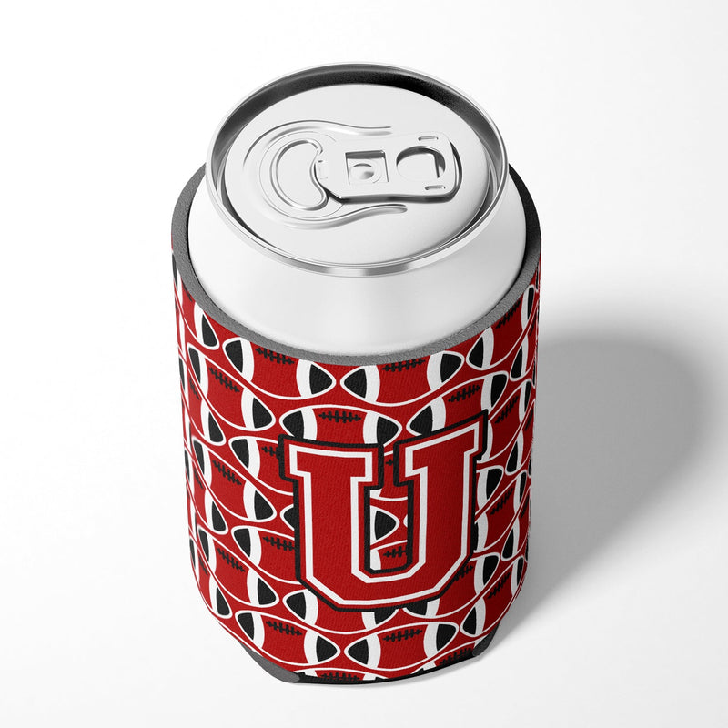 Letter U Football Red, Black and White Can or Bottle Hugger CJ1073-UCC