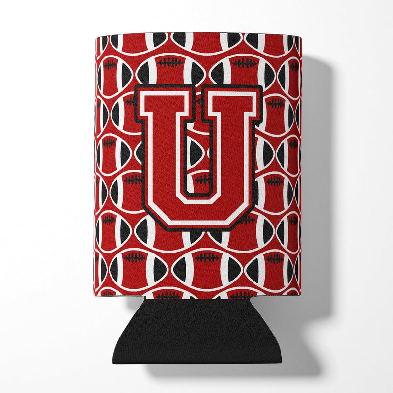 Letter U Football Red, Black and White Can or Bottle Hugger CJ1073-UCC