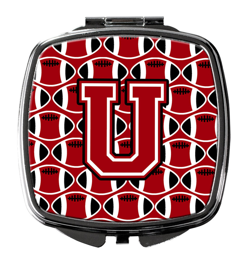 Letter U Football Red, Black and White Compact Mirror CJ1073-USCM