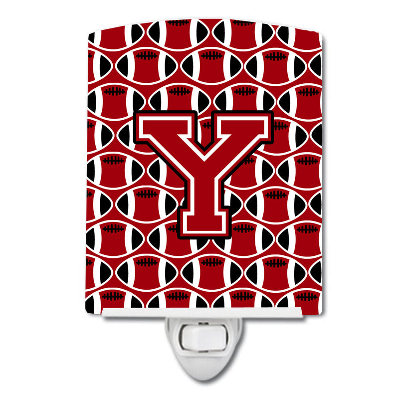 Letter Y Football Red, Black and White Ceramic Night Light CJ1073-YCNL