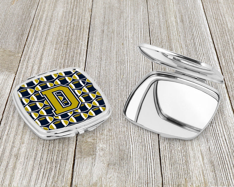 Letter D Football Blue and Gold Compact Mirror CJ1074-DSCM