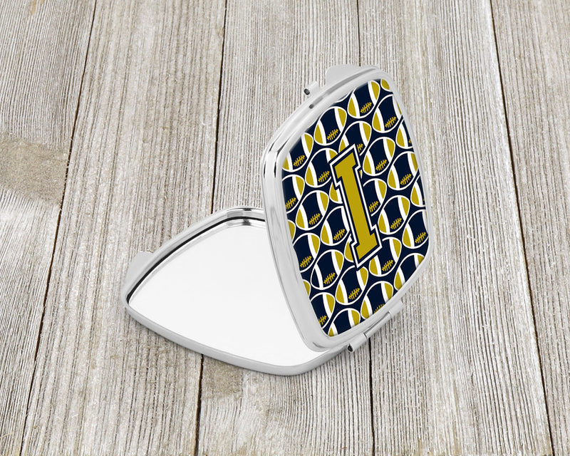 Letter I Football Blue and Gold Compact Mirror CJ1074-ISCM