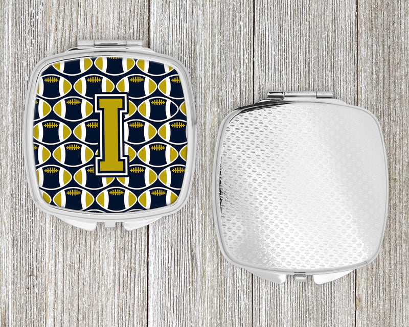 Letter I Football Blue and Gold Compact Mirror CJ1074-ISCM