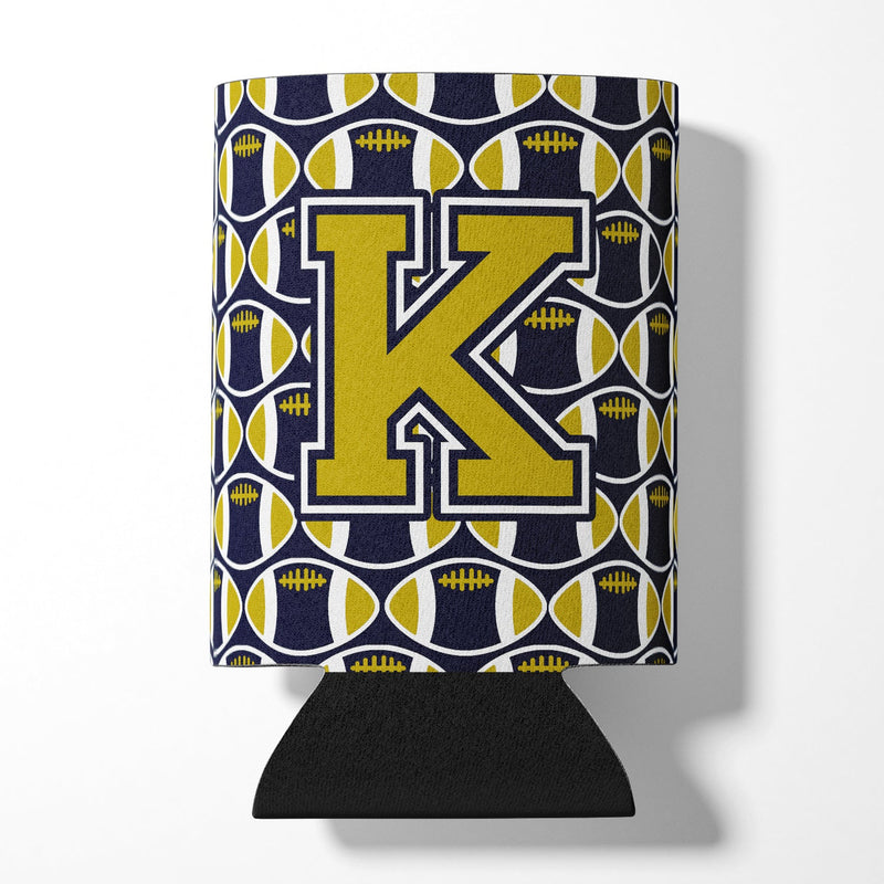 Letter K Football Blue and Gold Can or Bottle Hugger CJ1074-KCC