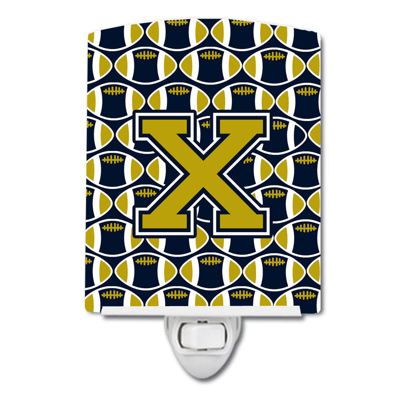 Letter X Football Blue and Gold Ceramic Night Light CJ1074-XCNL