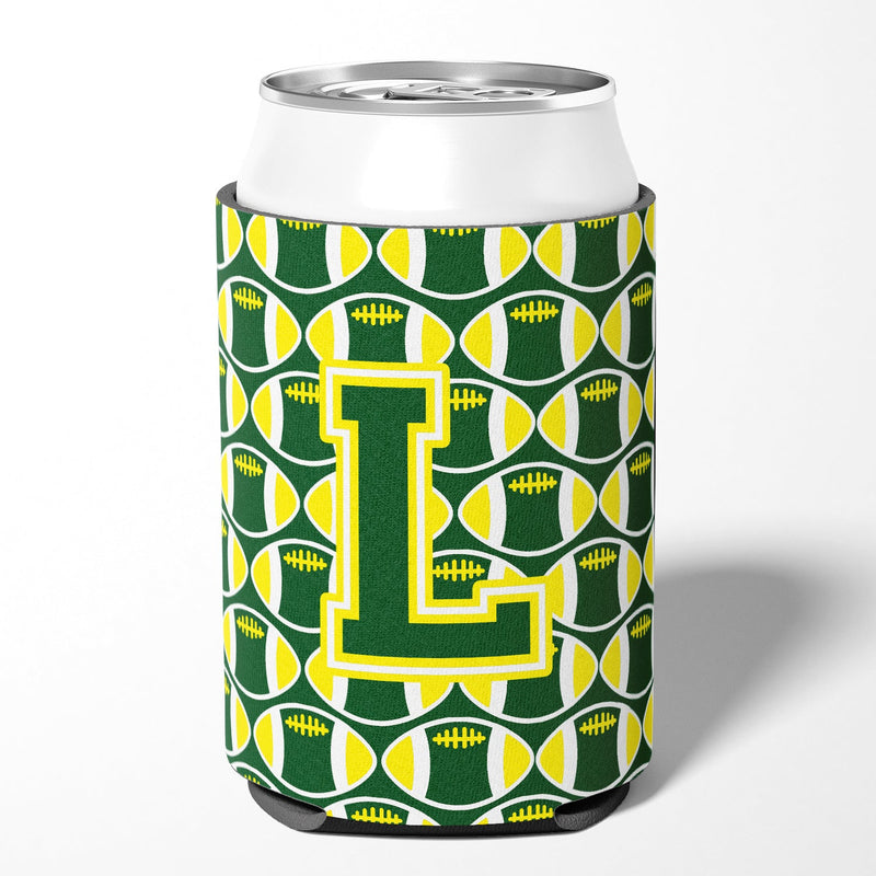 Letter L Football Green and Yellow Can or Bottle Hugger CJ1075-LCC