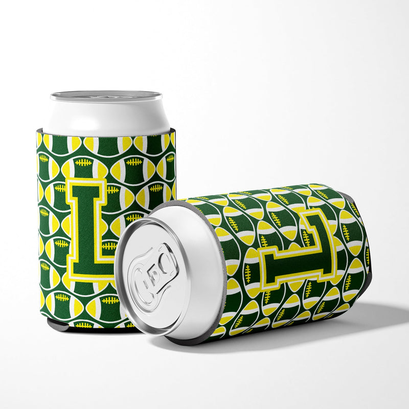 Letter L Football Green and Yellow Can or Bottle Hugger CJ1075-LCC