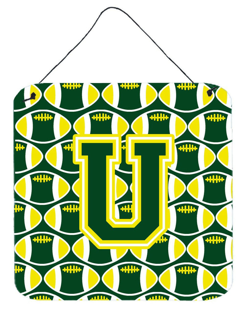 Letter U Football Green and Yellow Wall or Door Hanging Prints CJ1075-UDS66