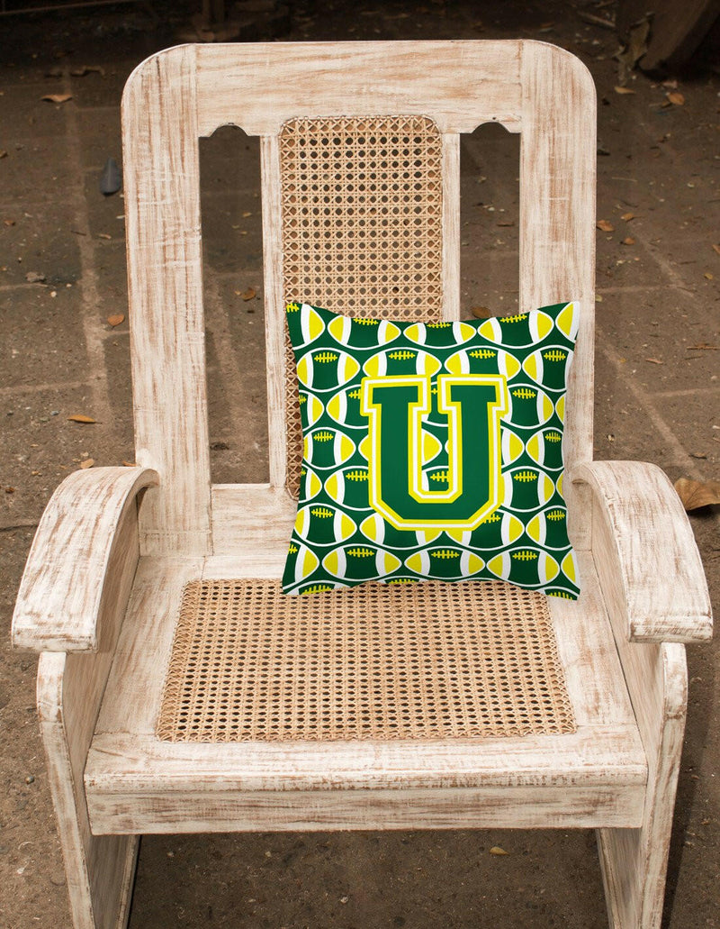 Letter U Football Green and Yellow Fabric Decorative Pillow CJ1075-UPW1414