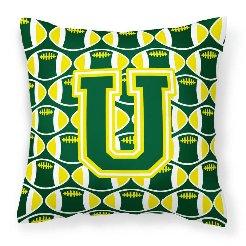 Letter U Football Green and Yellow Fabric Decorative Pillow CJ1075-UPW1414