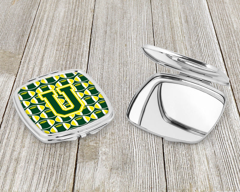 Letter U Football Green and Yellow Compact Mirror CJ1075-USCM