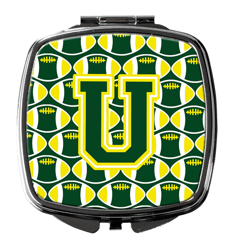 Letter U Football Green and Yellow Compact Mirror CJ1075-USCM