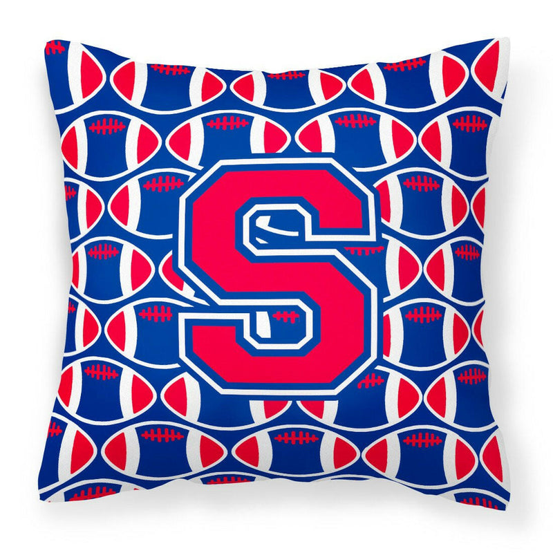 Letter S Football Harvard Crimson and Yale Blue Fabric Decorative Pillow CJ1076-SPW1414