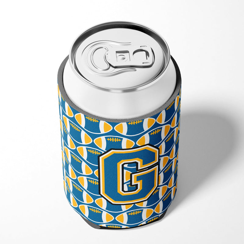 Letter G Football Blue and Gold Can or Bottle Hugger CJ1077-GCC