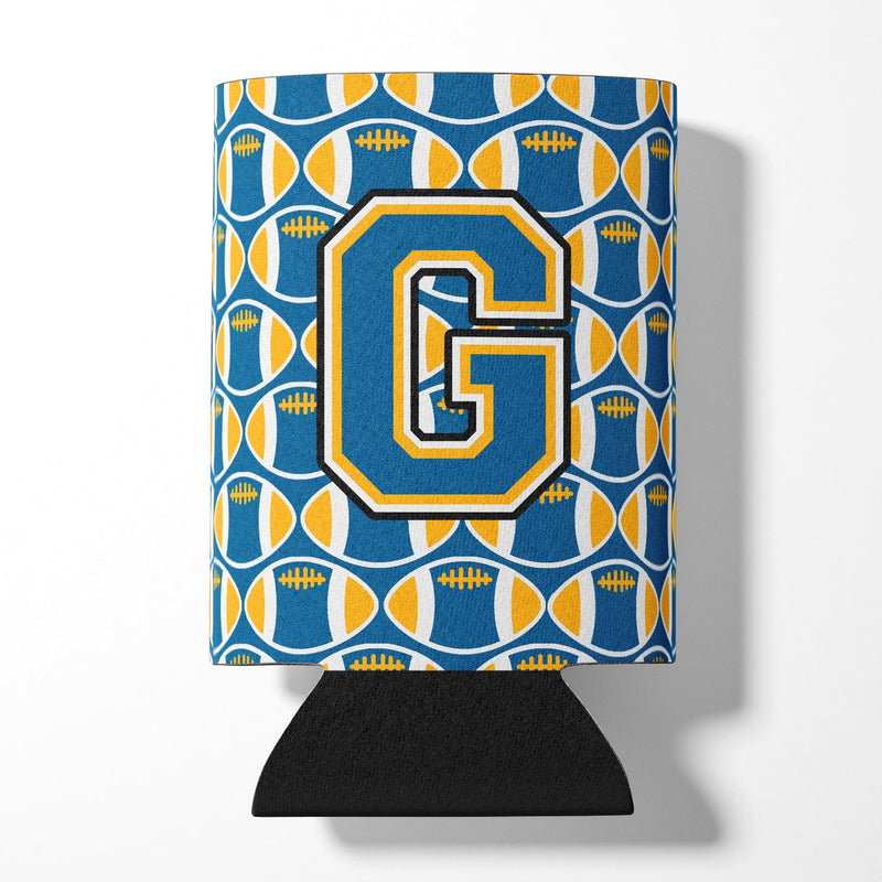 Letter G Football Blue and Gold Can or Bottle Hugger CJ1077-GCC