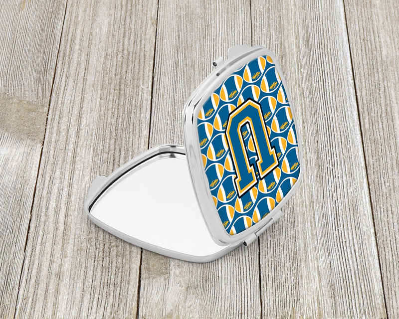 Letter U Football Blue and Gold Compact Mirror CJ1077-USCM