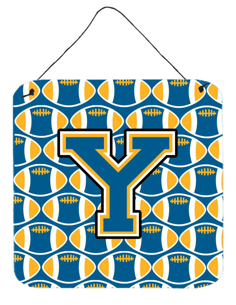 Letter Y Football Blue and Gold Wall or Door Hanging Prints CJ1077-YDS66