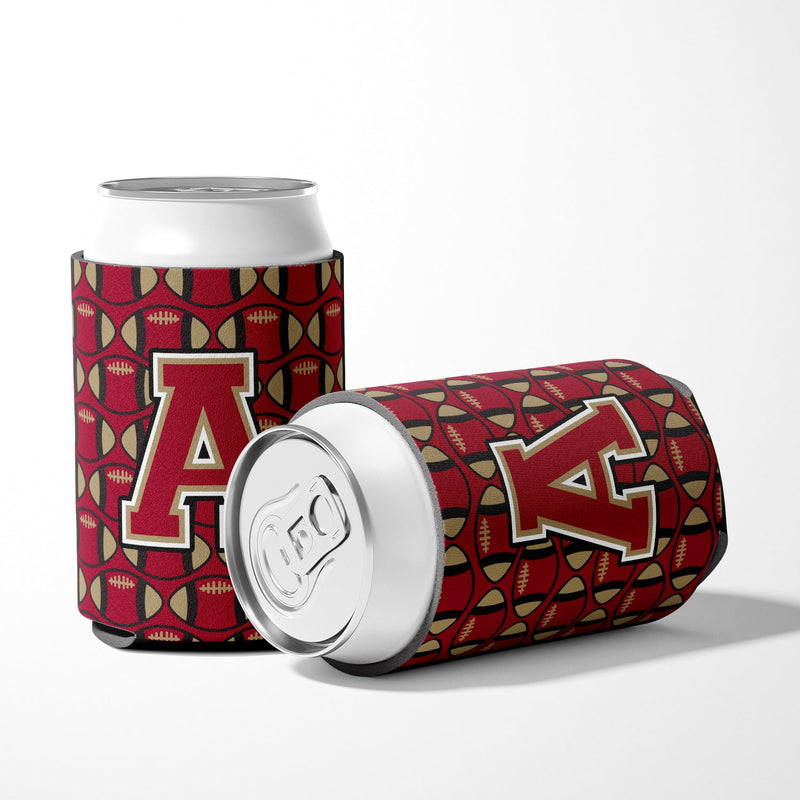 Letter A Football Garnet and Gold Can or Bottle Hugger CJ1078-ACC