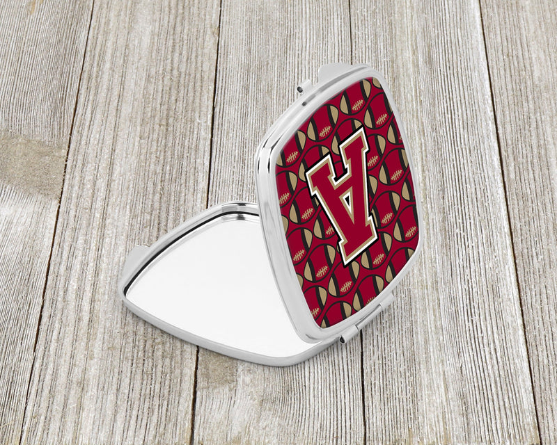 Letter A Football Garnet and Gold Compact Mirror CJ1078-ASCM