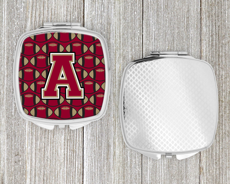 Letter A Football Garnet and Gold Compact Mirror CJ1078-ASCM