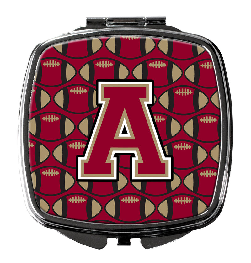 Letter A Football Garnet and Gold Compact Mirror CJ1078-ASCM