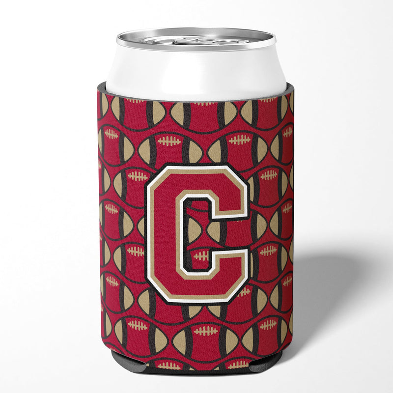 Letter C Football Garnet and Gold Can or Bottle Hugger CJ1078-CCC