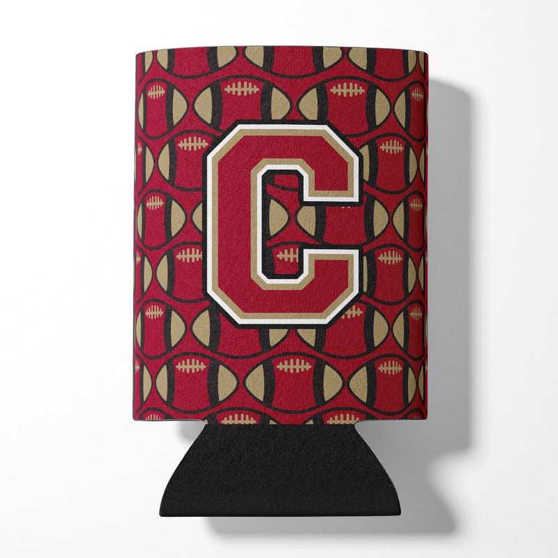 Letter C Football Garnet and Gold Can or Bottle Hugger CJ1078-CCC